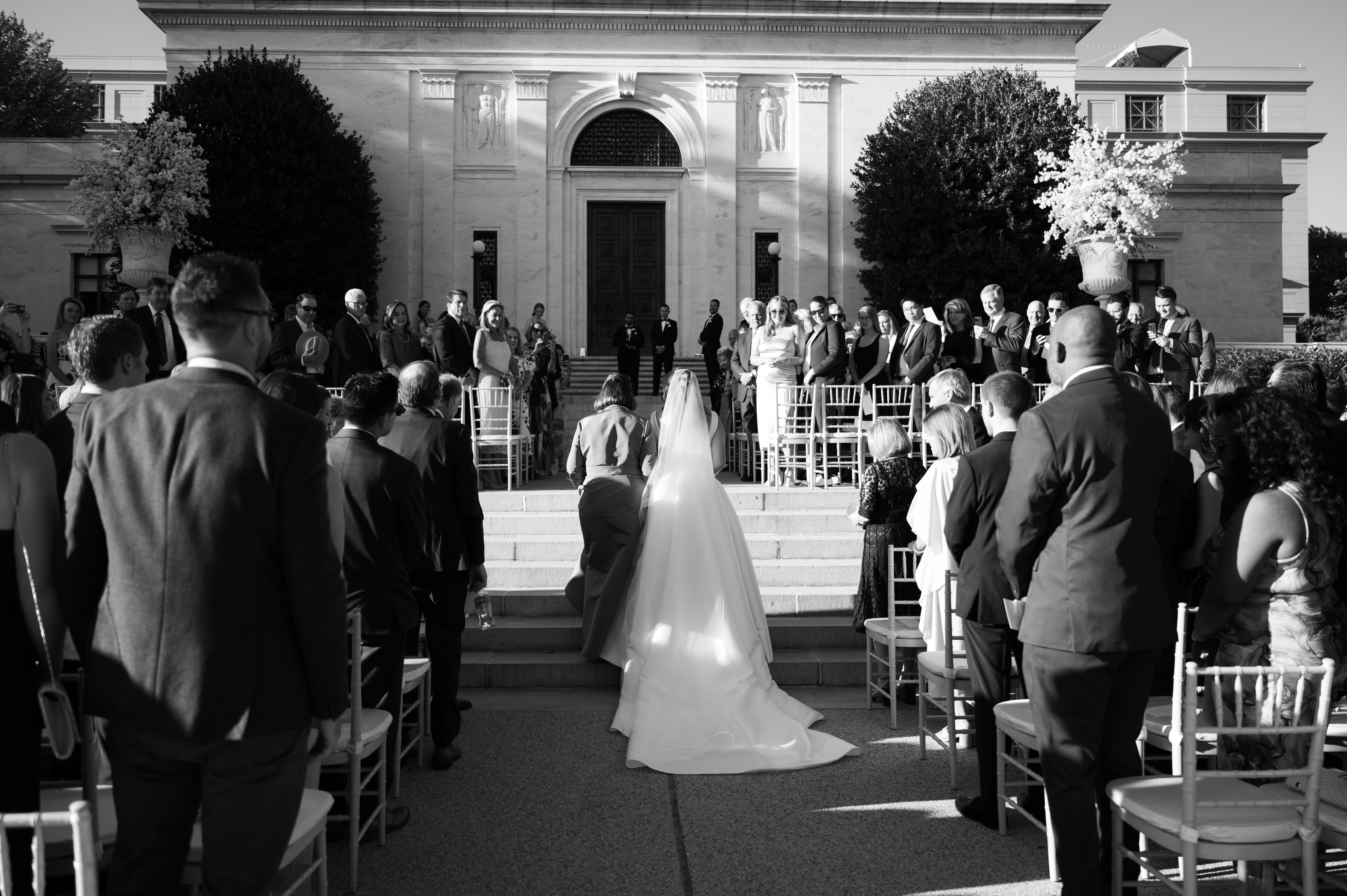 bride walking up the aisle at her wedding at Potomac View Terrace DC