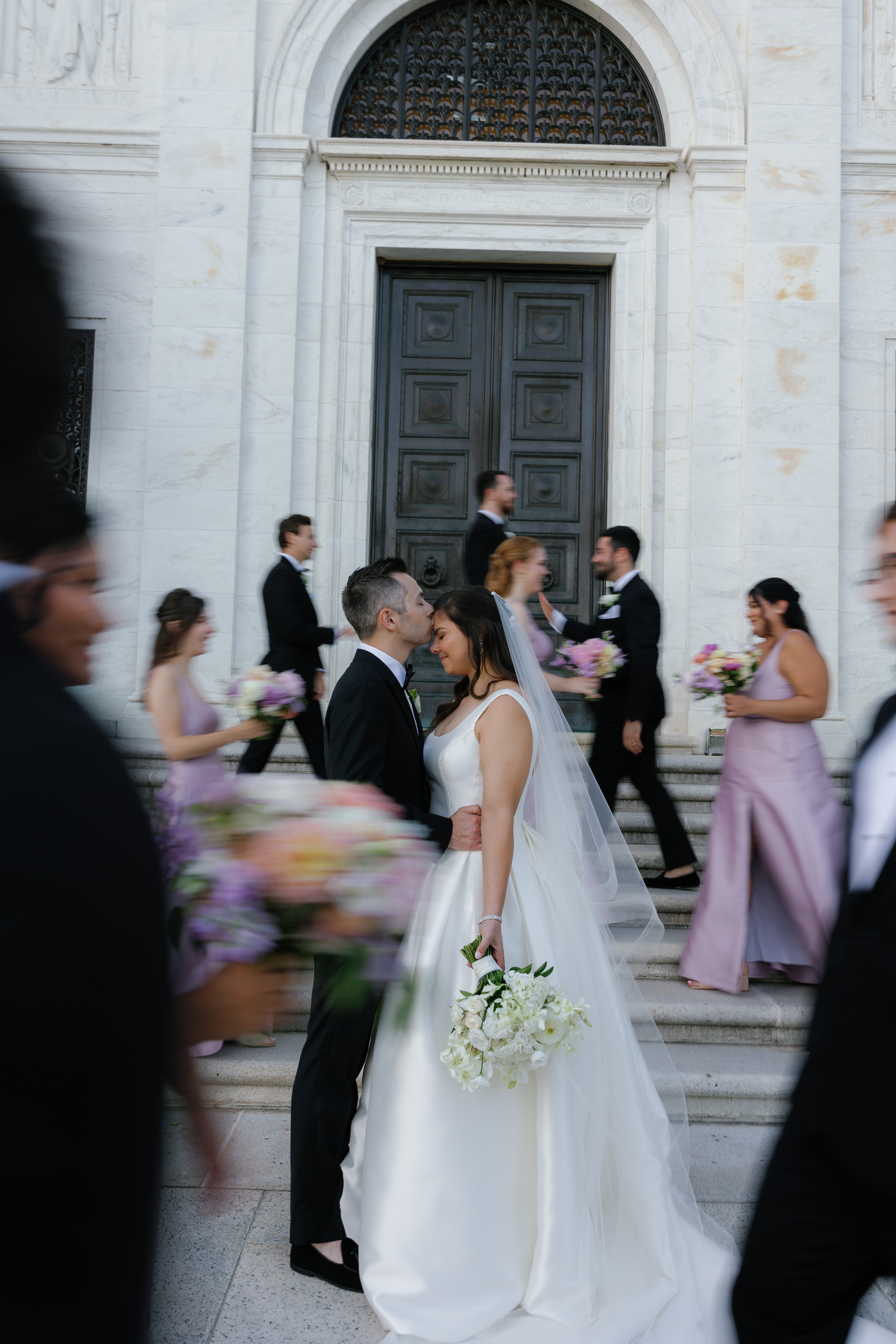 wedding party photo on the steps at Potomac View Terrace