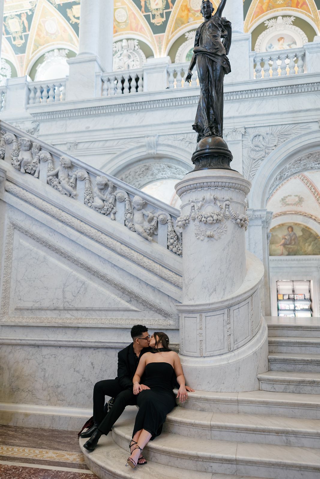 Library of Congress engagement photos Grand Staircase